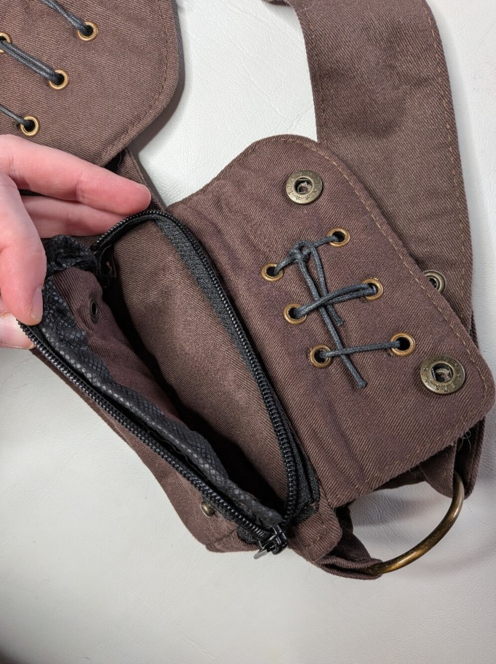 Lakhays Renaissance Faire Festival Lace Utility Hip Belt Pouch Bag Brown - Picture 5 of 10